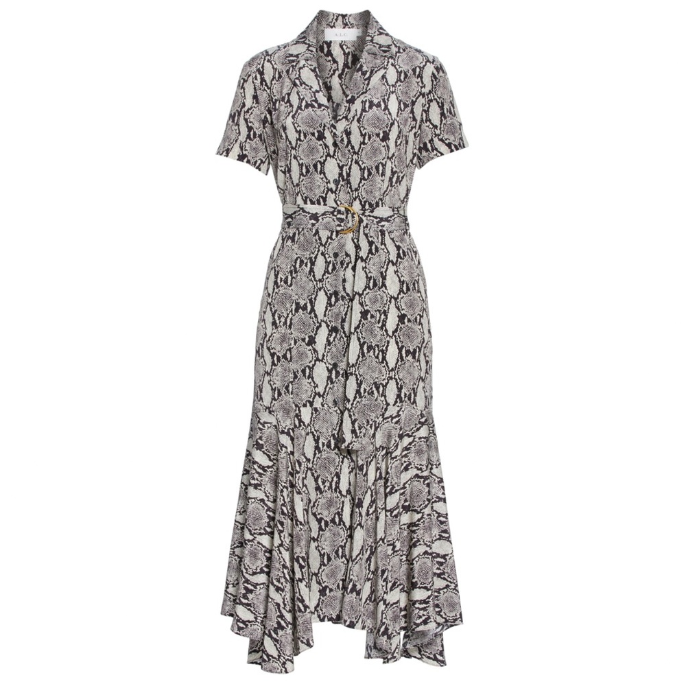 A.L.C. Clarkson Snake Print Midi Shirt Dress (XXS/00)